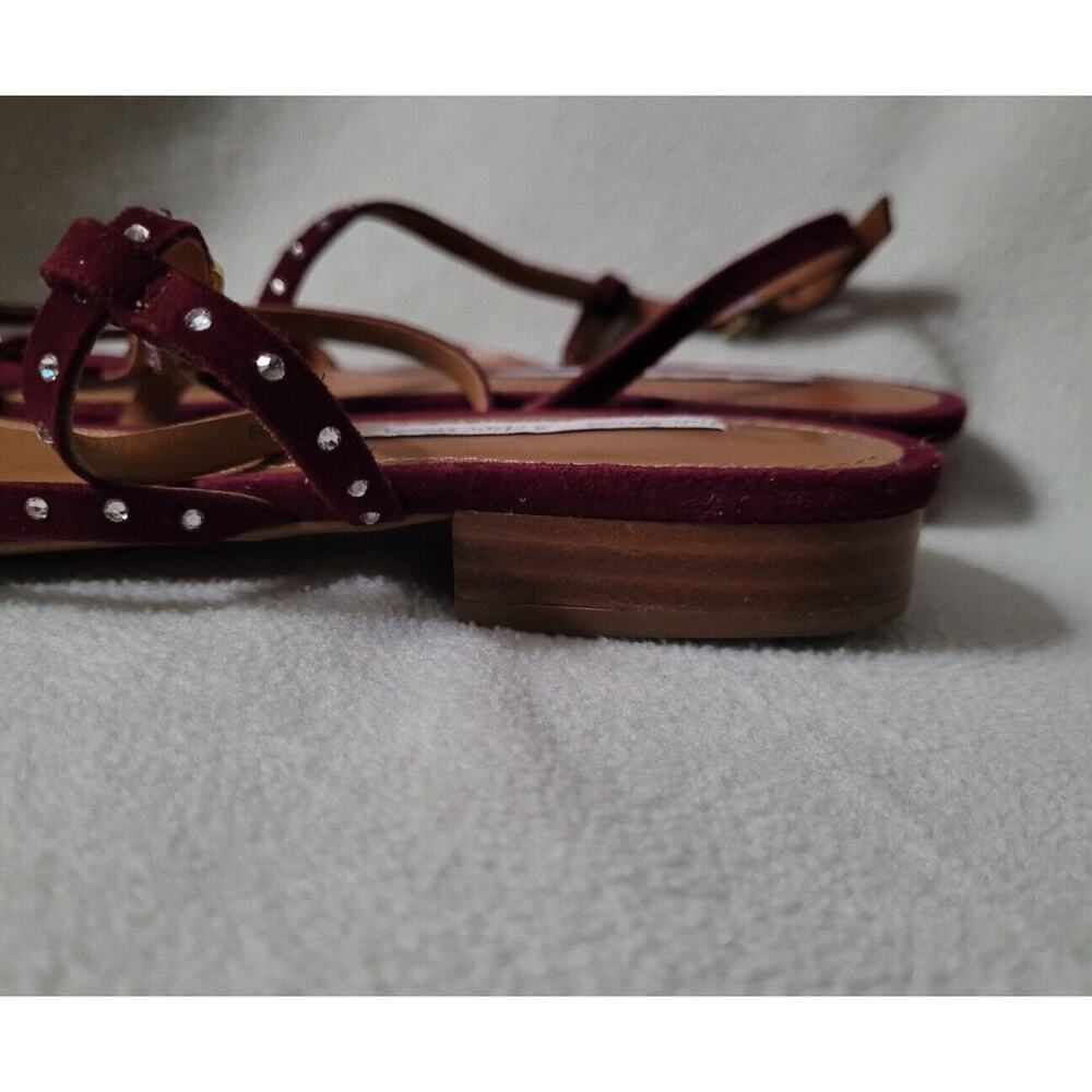 & Other Stories Sz 39 Studded Ankle Strap Sandals Purple Plum Velvet Suede - Picture 7 of 9